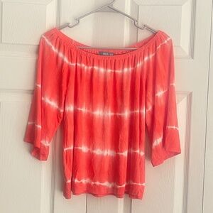 River + Sky women's orange & white tie-dye off shoulder.  #416